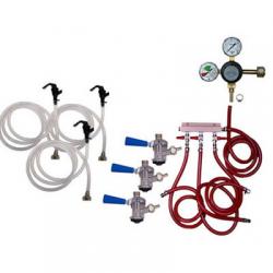 Draft Beer Party Keg Kit - 3 Faucet - Dual Gauge Taprite Regulator