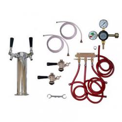 Draft Beer Tower Commercial Keg Kit - 2 Faucets - Taprite Regulator